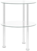 vidaXL Bijzettafel 2-laags 38 cm gehard glas transparant