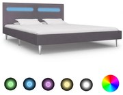 vidaXL Bedframe met LED stof grijs 180x200 cm