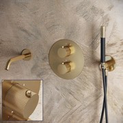 Saniclear Brass Curved Pro inbouw badkraan rond geborsteld messing - mat goud