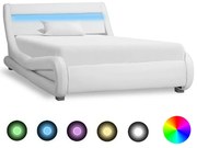 vidaXL Bedframe met LED kunstleer wit 90x200 cm