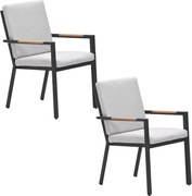 Garden Impressions Kasper tuinstoel stapelbaar donker grijs - 2 stuks