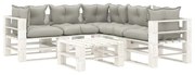 vidaXL 6-delige Loungeset met taupe kussens pallet hout