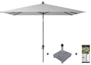 Platinum Riva stokparasol 2.5x2.5 - Light Grey met voet en hoes