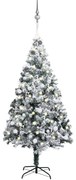 vidaXL Kunstkerstboom met LED's en kerstballen 210 cm PVC groen