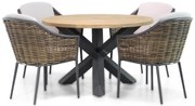 Tuinset Ronde Tuintafel 4 personen 120 cm Wicker Taupe  Coco Olivine/Rockville