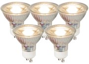 Set van 5 GU10 LED lamp COB 5W 450LM 3000K