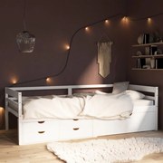 vidaXL Bedframe met lades en kast massief grenenhout wit 90x200 cm