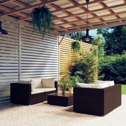 vidaXL 5-delige Loungeset met kussens poly rattan bruin