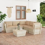 vidaXL 6-delige Loungeset met kussens pallet vurenhout