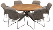 4 Seasons Outdoor Moretti dining set terre met Prado tafel terre met teak blad Ø 160 cm * Sale *  Tuinset    bruin weerbestendig