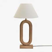 Tiberia Mangohouten Tafellamp Mangohout & Wit Ø40 Cm Menorca - Sklum