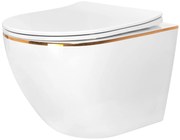Hangende toilet Rea Carlo Mini Flat Gold Edge