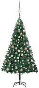 vidaXL Kunstkerstboom met LED's en kerstballen 120 cm PVC groen