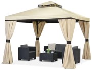 Tuinpaviljoen met gordijnen Valencia 3x3m crème Garden Point