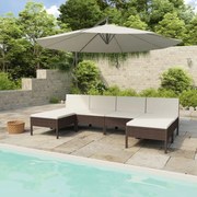 vidaXL 6-delige Loungeset met kussens poly rattan bruin