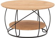 Goossens Salontafel Bellis rond, hout eiken blank, stijlvol landelijk, 80 x 45 x 80 cm