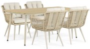 Tuinset 4 personen 180 cm Aluminium/wicker Taupe Coco Custa/Matale