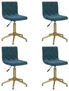 vidaXL Eetkamerstoelen draaibaar 4 st fluweel blauw