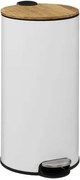 5Five Prullenbak/Pedaalemmer Bamboe– Wit – Metaal – 30 Liter