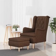 vidaXL Fauteuil met voetenbank stof bruin