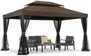 Bruin tuinpaviljoen met klamboe Valencia 3x3 m Tuinpunt