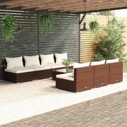 vidaXL 8-delige Loungeset met kussens poly rattan bruin