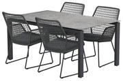 4 Seasons Outdoor Babilonia eetset met Goa tafel HPL blad light grey 160 cm  Tuinset    antraciet weerbestendig