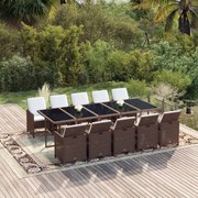 vidaXL 11-delige Tuinset met kussens poly rattan bruin