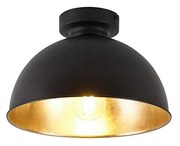 Industriële plafondlamp zwart met goud 28 cm - Magnax