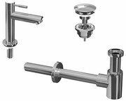 INK 1A Fonteinkraanset - staande Fonteinkraan - laag - always open - plug en designSifon - Chroom 9902400