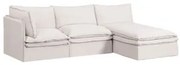 Grace 3-delige Modulaire Chaise Longue-bank In Linnen En Katoen Stof Gebroken Wit - Sklum