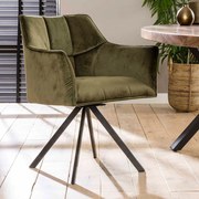 Groene Eetkamerstoel Fluweel Draaibaar