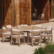 Ronde Tafelset Riviera, Ø180 Cm, Van Teakhout En Aluminium, En 8 Uleno Tuinstoelen Van Acaciahout. Teakhout - Sklum