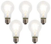Set van 5 E27 LED lamp filament A60 schemersensor 4W 470 lm 2700K