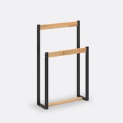 Handdoekhouder in metaal en dennenhout, Hiba