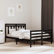 vidaXL Bedframe massief hout zwart 140x190 cm