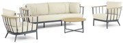 Stoel en Bank Loungeset 5 personen Aluminium/Teak Grijs  Apple Bee Condor
