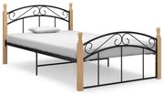 vidaXL Bedframe metaal en massief eikenhout zwart 120x200 cm