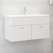 vidaXL Wastafelkast met ingebouwde wastafel spaanplaat wit