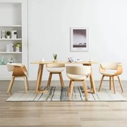 vidaXL Eetkamerstoelen 4 st gebogen hout en kunstleer crème