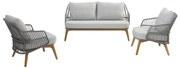 4 Seasons Outdoor Ancora loungeset teak Silver grey SALE Loungeset houtkleur weerbestendig