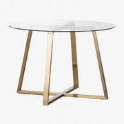 Ronde Tafel Ø110 Cm Van Glas En Staal Salyms Transparant - Sklum