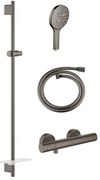 GROHE Grohtherm 1000 Glijstangset - 90cm - thermostatische douchekraan - met zeepschaal - ronde handdouche - galdde slang - 175cm - geborsteld hard graphite sw98744/SW98828/sw472324/sw472379/