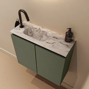 Mondiaz Ture DLux toiletmeubel 60cm army met wastafel glace links met kraangat