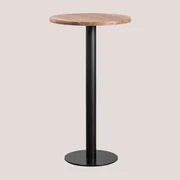 Ronde Hoge Bartafel Van Acacia Macchiatohout Ø60 Cm & Zwart - Sklum
