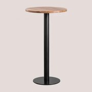 Ronde Hoge Bartafel Van Macchiato Acaciahout Ø60 Cm & Zwart - Sklum