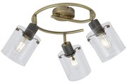 Design plafondspot brons met helder glas rond 3-lichts - Domo