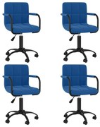 vidaXL Eetkamerstoelen draaibaar 4 st fluweel blauw