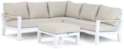 Hoek loungeset 5 personen Aluminium/Polywood (teakfinish) Wit Lifestyle Garden Furniture Bilbao