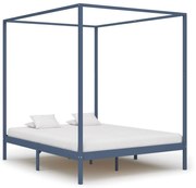 vidaXL Hemelbedframe massief grenenhout grijs 180x200 cm